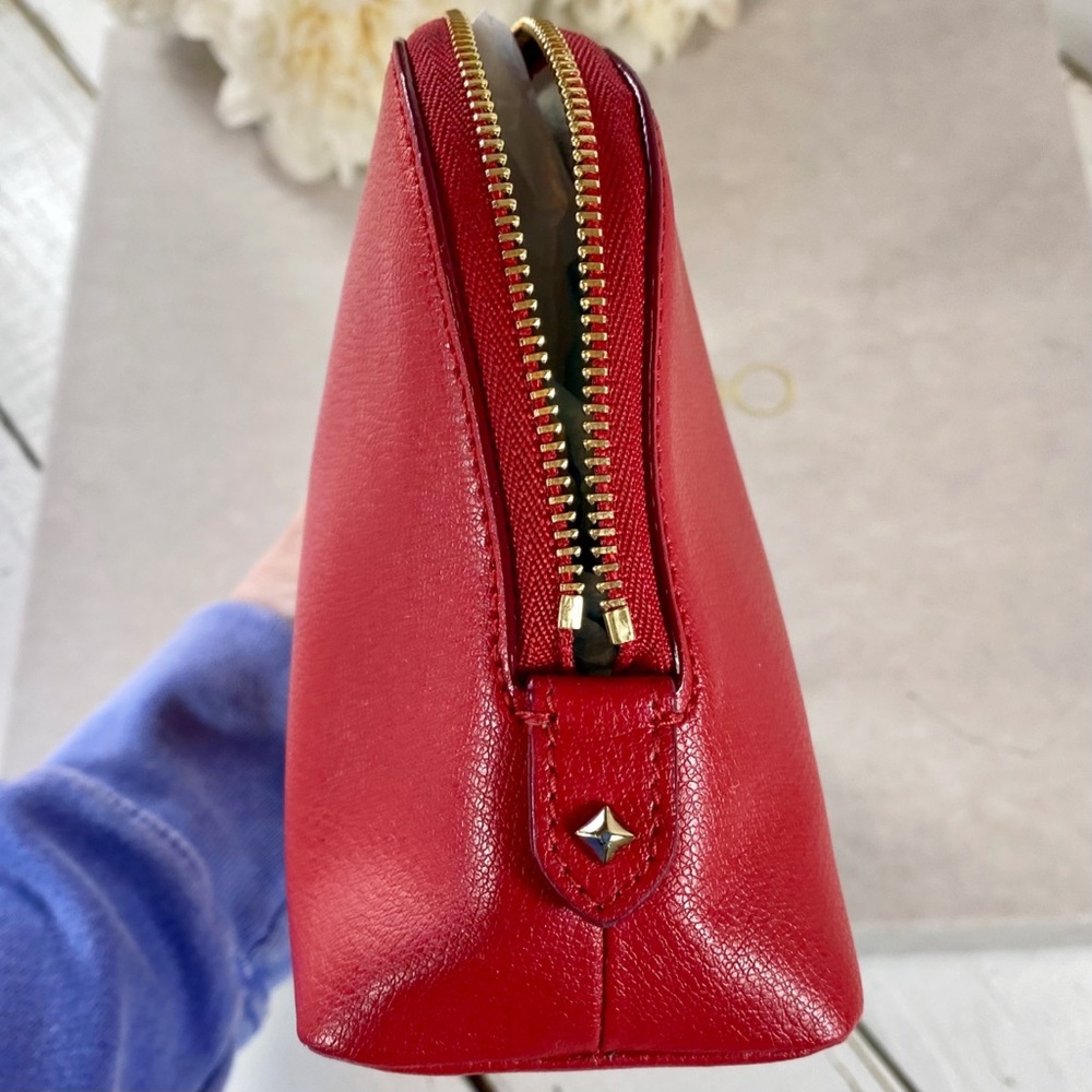 Jimmy Choo Red Saffiano Leather Cosmetic Bag - Picture 5 of 12